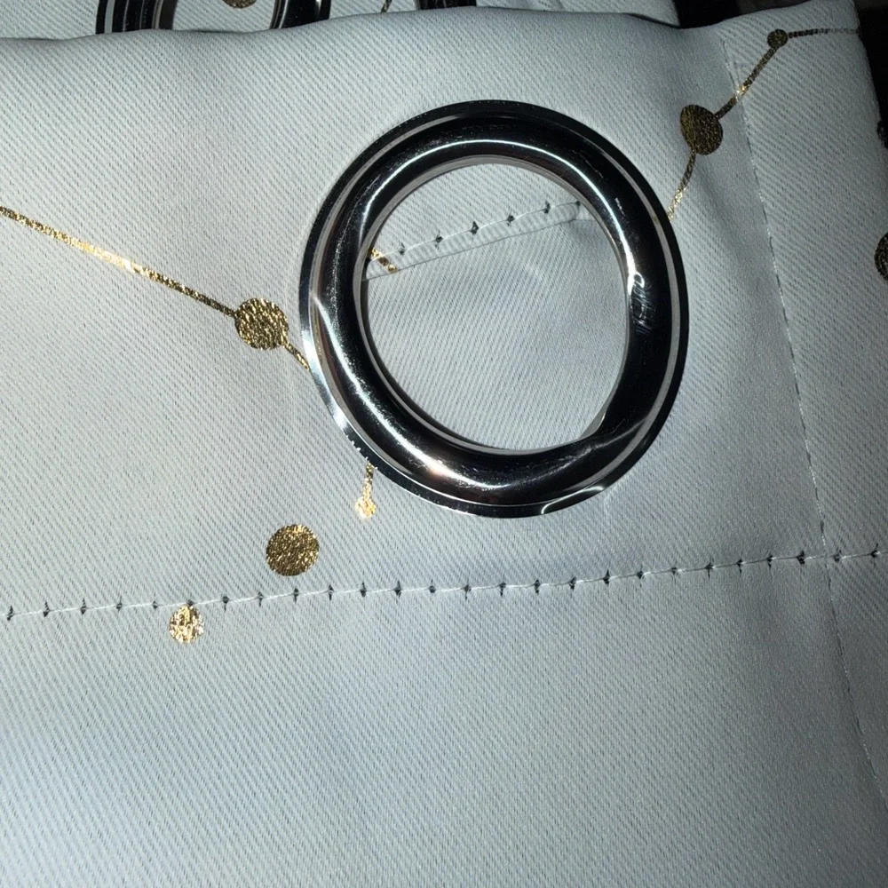 Blackout White Curtains with Gold‎ Constellation Print lot of 2, 50X83